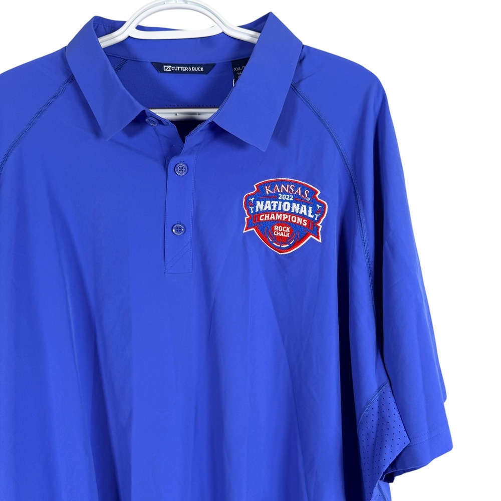Cutter & Buck Response Polo Kansas Jayhawks‎ '22 National Champs Mens 2XL Blue